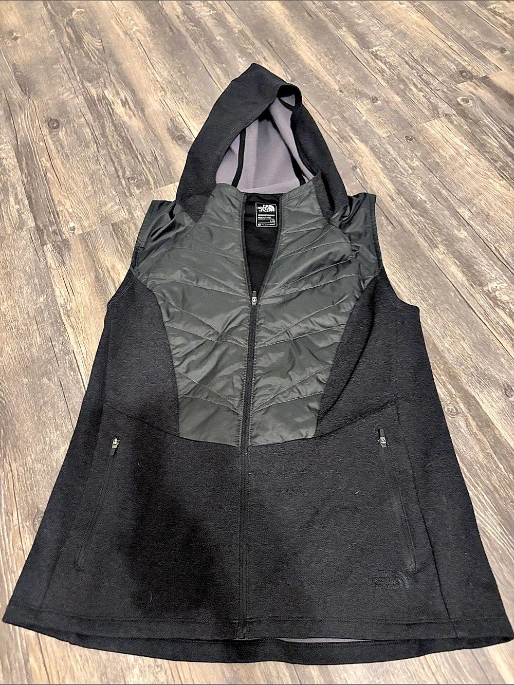 The North Face Hybrid Hooded Vest Women's Black Hooded Vest Size Large